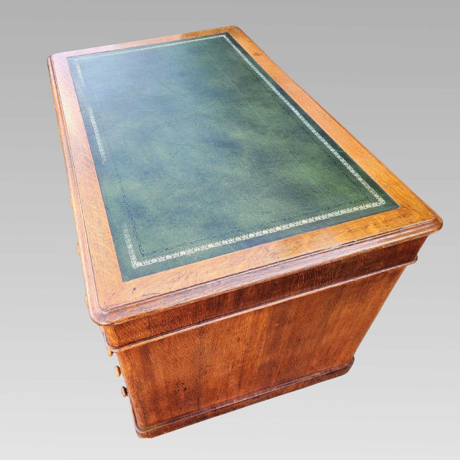 Exceptional Antique Victorian Oak Pedestal Office Partners Writing Desk photo for sale