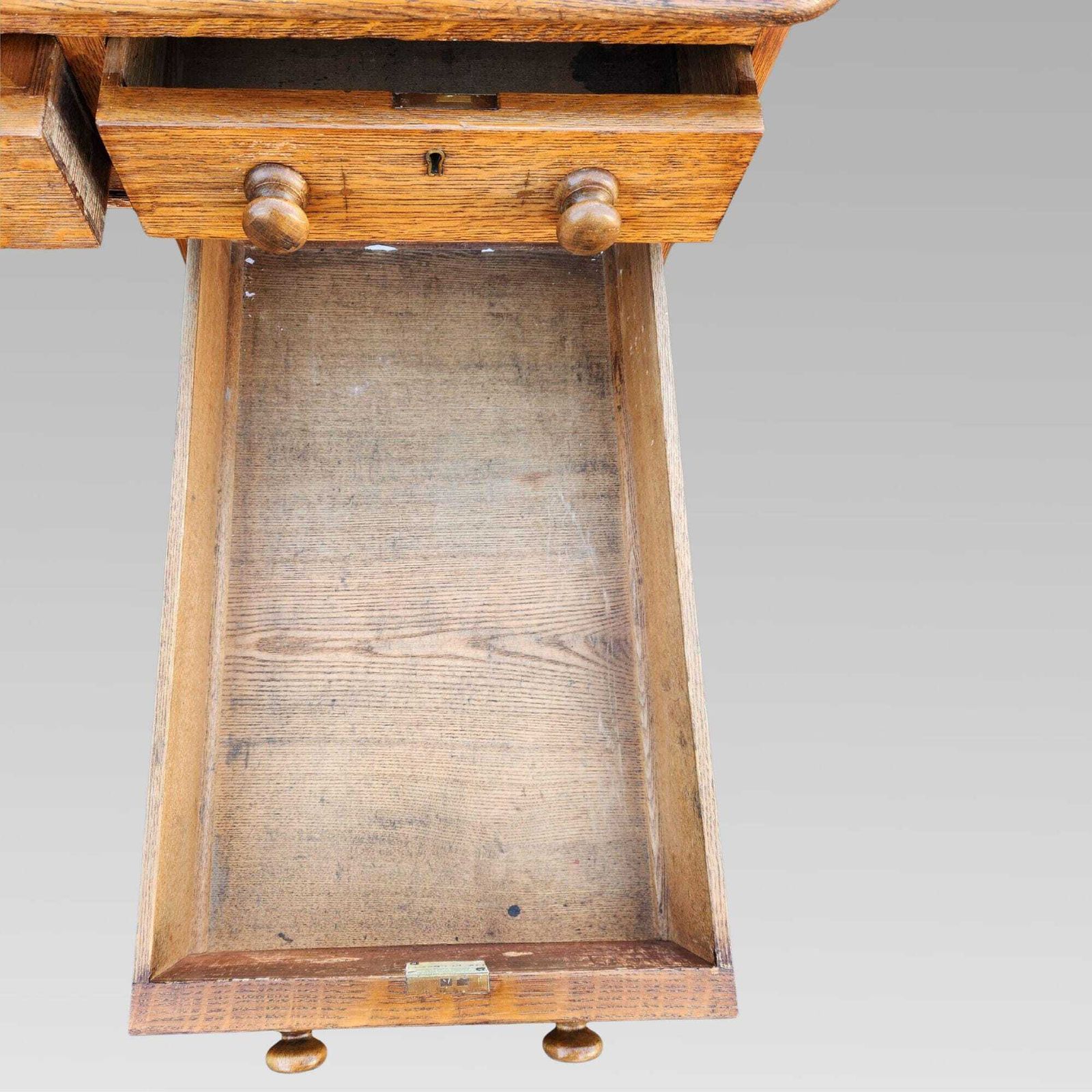 Exceptional Antique Victorian Oak Pedestal Office Partners Writing Desk photo vintage