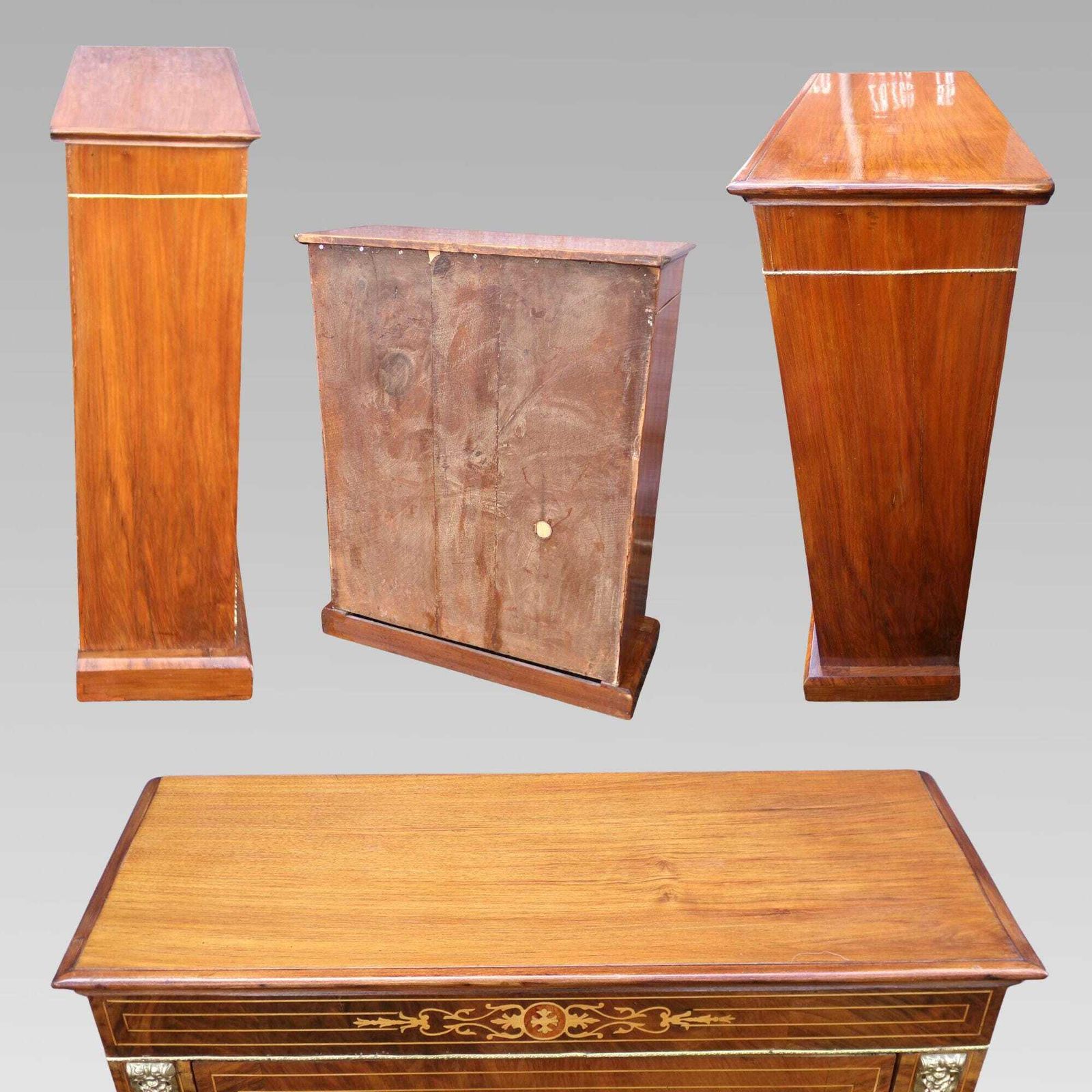 Exceptional Antique 19th Century Walnut Veneer Pier Display Cabinet Bookcase photo for sale
