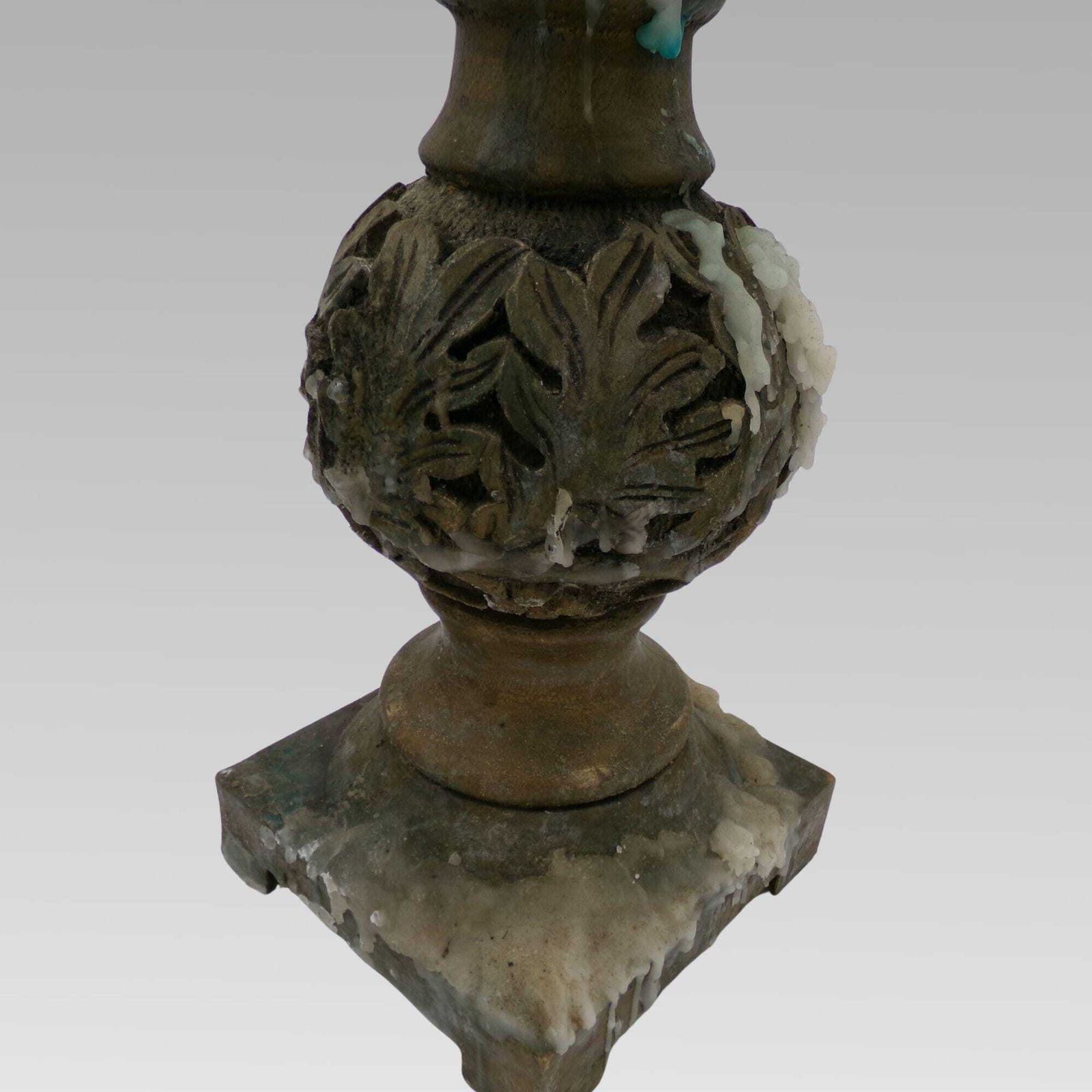 Fabulous Vintage Indian Hand Carved Bulbous Acanthus Leaf Pair Of Candle Sticks photo vintage
