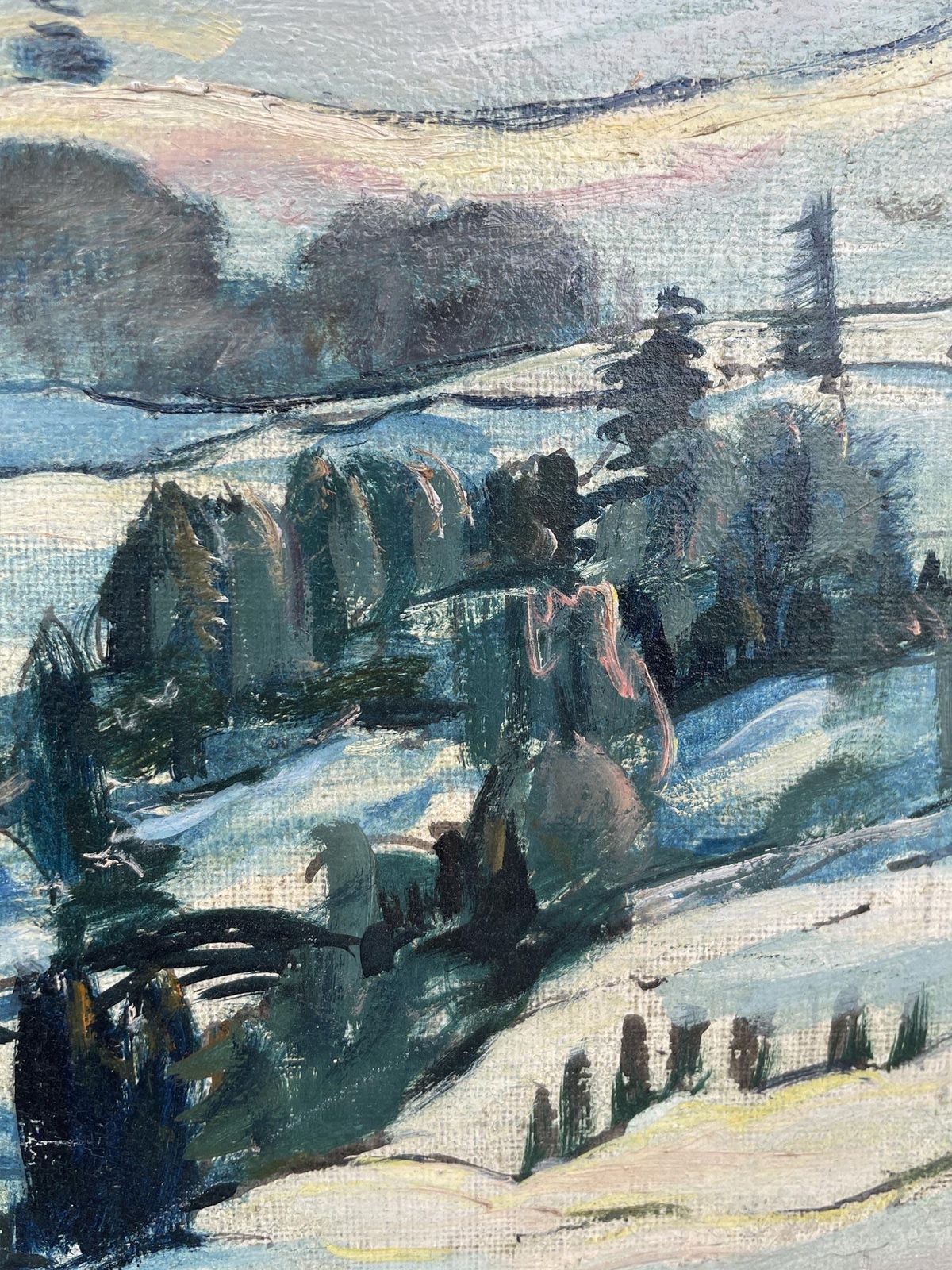 Snowy Alpine Landscape Oil On Canvas   Harald Tillberg photo vinterior
