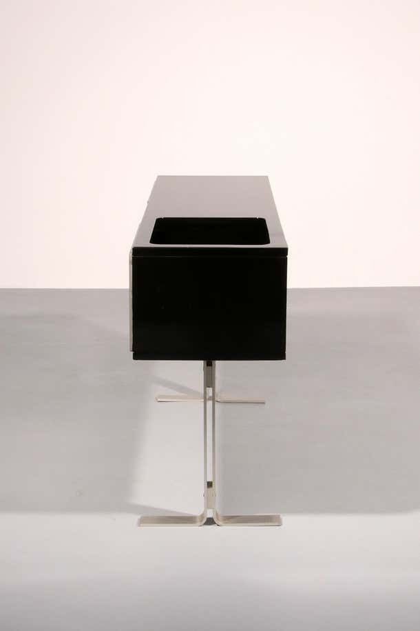 Stunning Willy Rizzo Bar / Sideboard In Black & Stainless Steel, Italy 1969 photo 4307.0