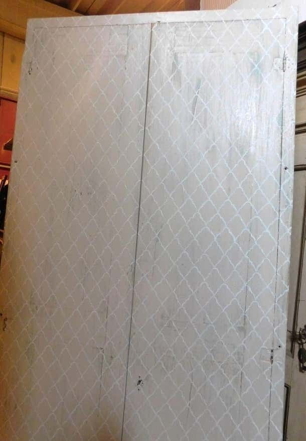 N.1 Placard, Hand Painted Beige Wall Wardrobes With White Texture, Italy photo Furniture