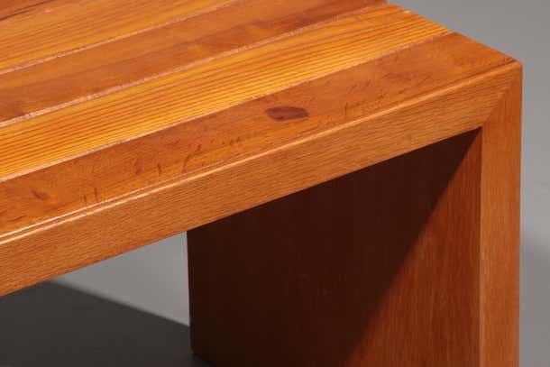 photo furniture Elegant Italian Mid Century Beechwood Bench (1960s)
