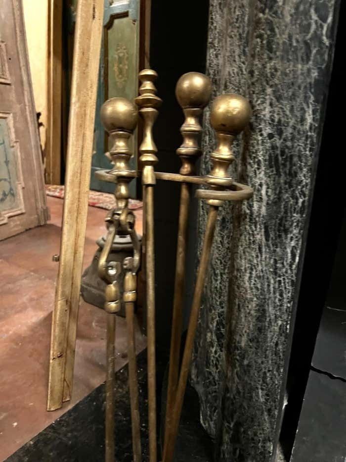 Set Of Gilded Bronze Fireplace Tools, Italy photo Home Fixtures