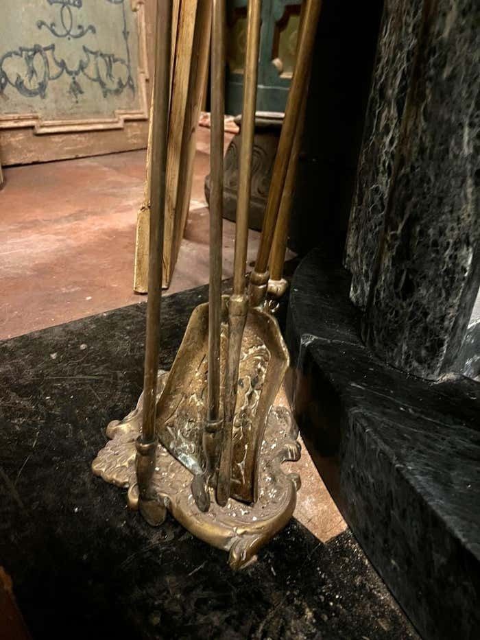 Set Of Gilded Bronze Fireplace Tools, Italy photo vinterior