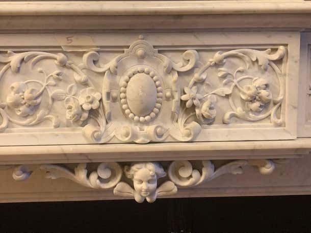 12433.0 Monumental Fireplace Frame Made Of Richly Carved White Marble, Italy photo