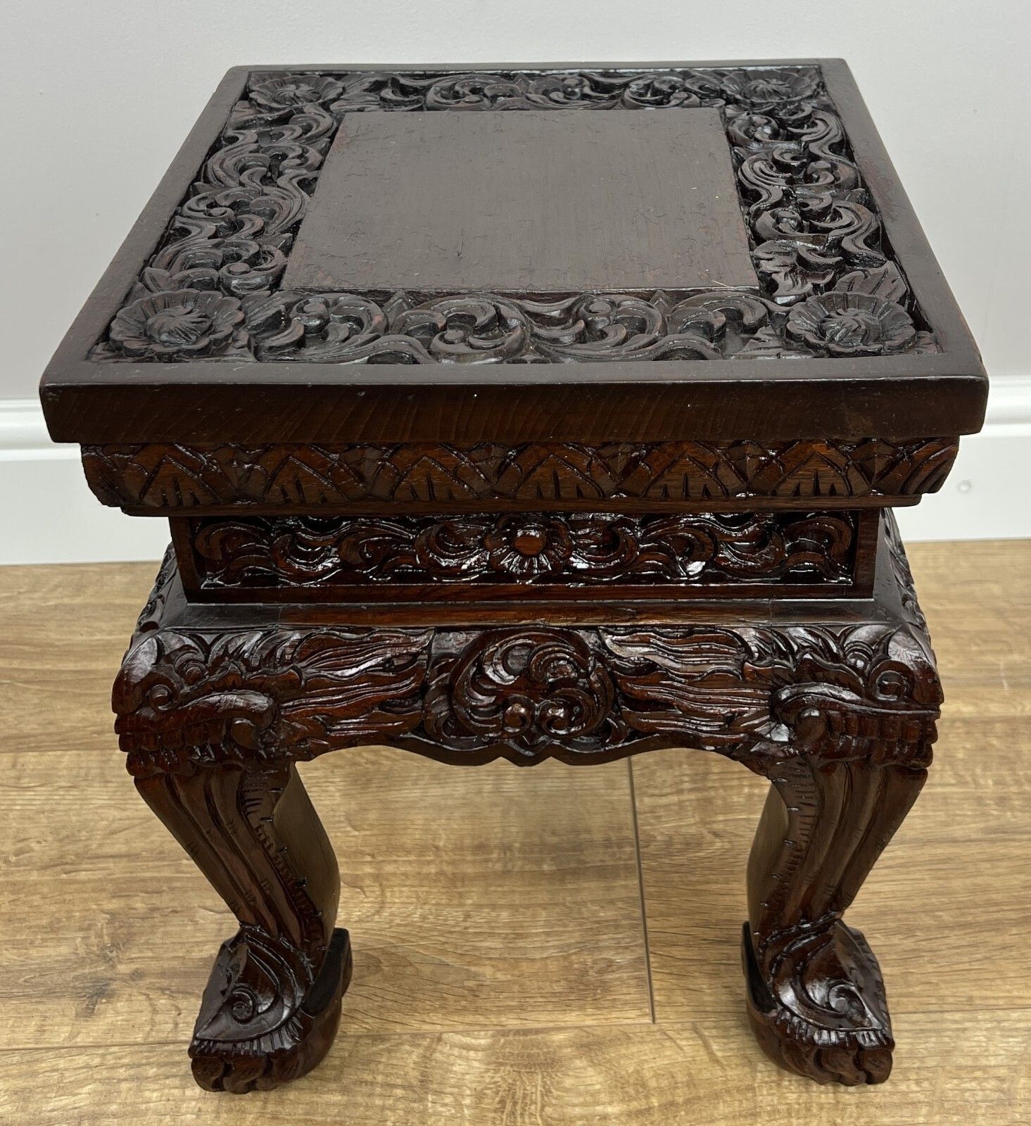 199.0 Plant Stand Vintage Chinese Style Mahogany Carved Table photo