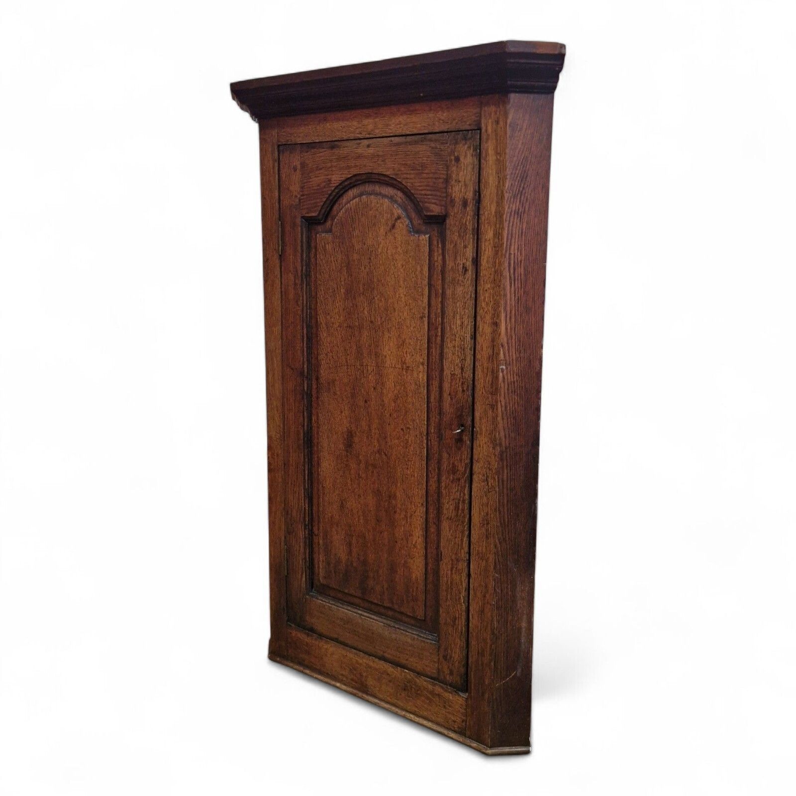 180.0 Victorian Oak Corner Cupboard Wall Mounted Antique Cabinet Rustic Farmhouse Tall photo