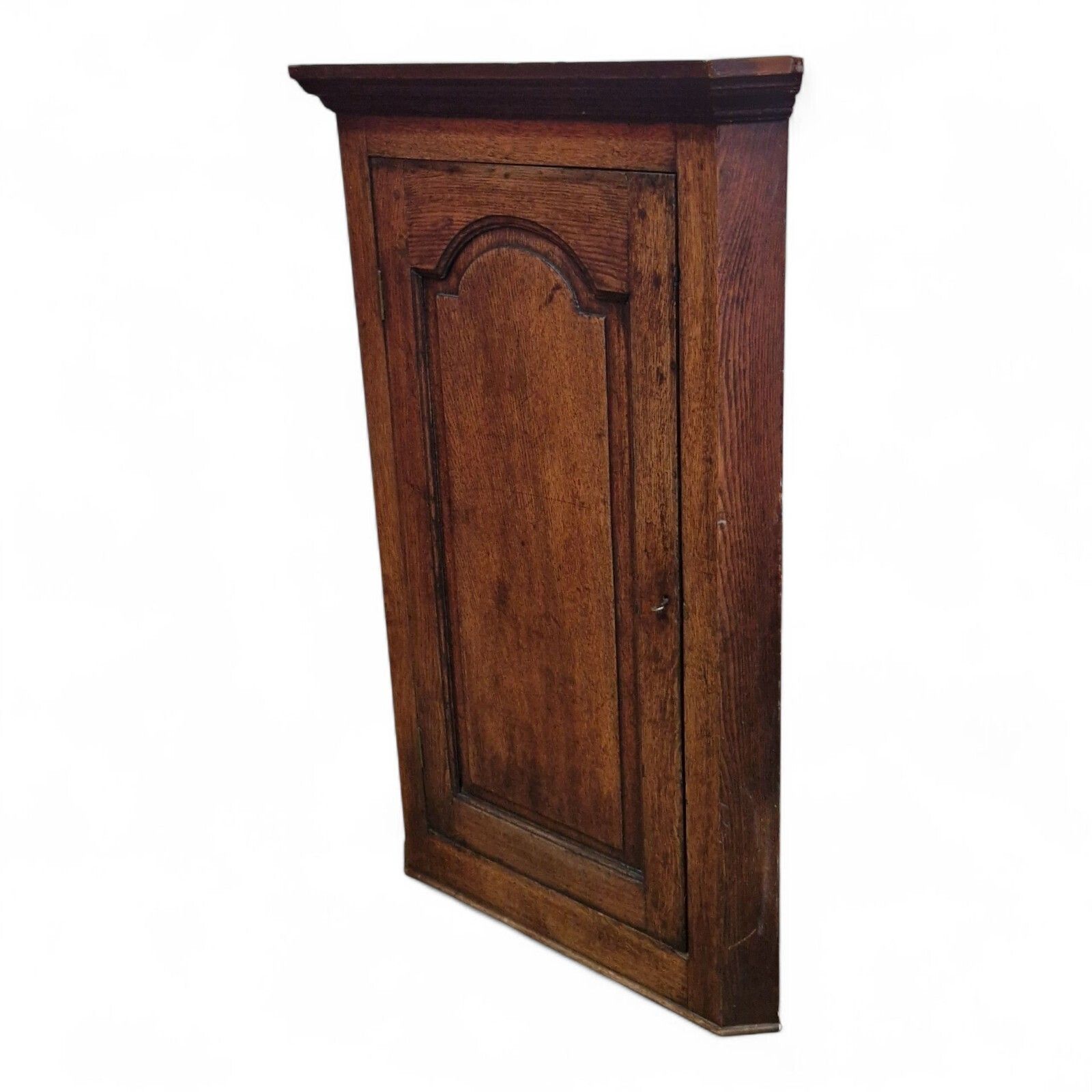 photo vinterior Victorian Oak Corner Cupboard Wall Mounted Antique Cabinet Rustic Farmhouse Tall
