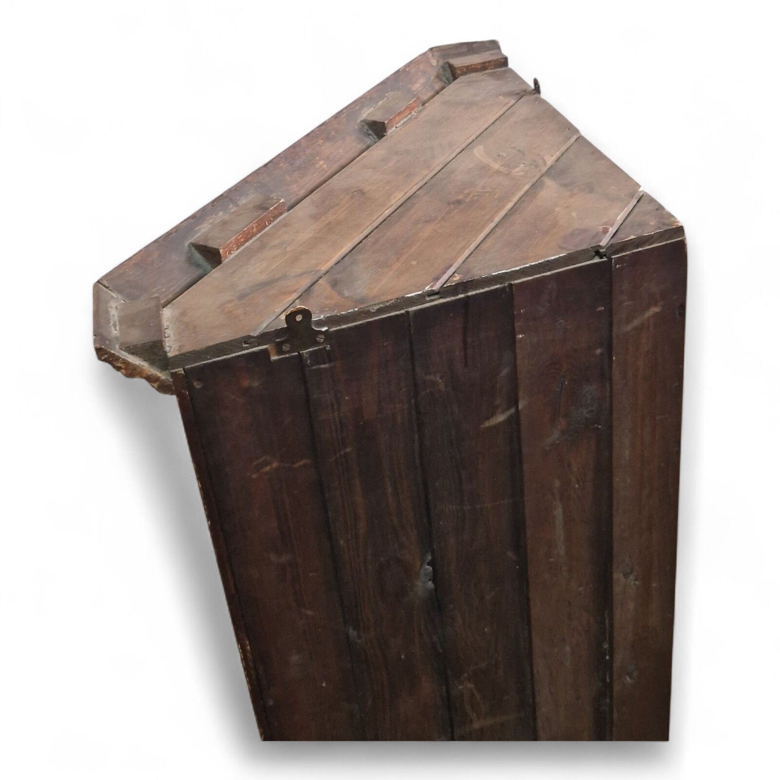 photo vintage Victorian Oak Corner Cupboard Wall Mounted Antique Cabinet Rustic Farmhouse Tall