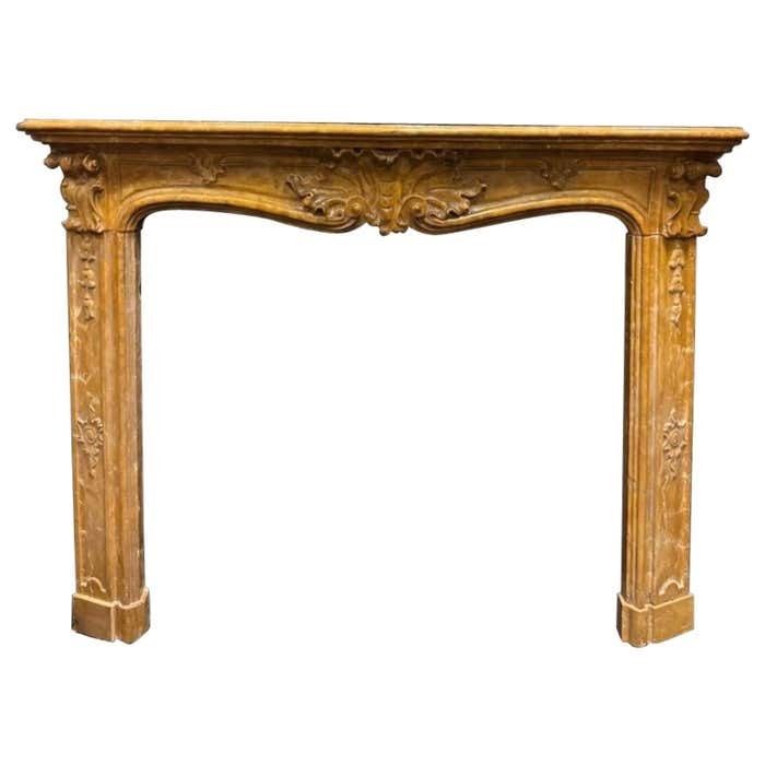 Siena Yellow Marble Fireplace Frame, Carved, Italy