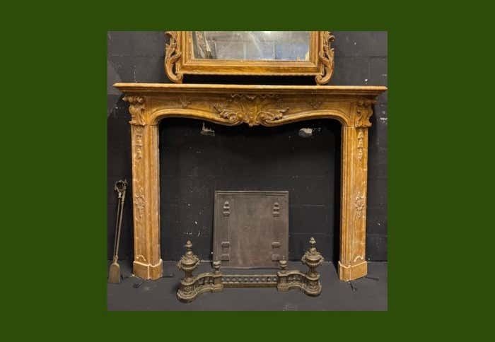 Siena Yellow Marble Fireplace Frame, Carved, Italy photo furniture