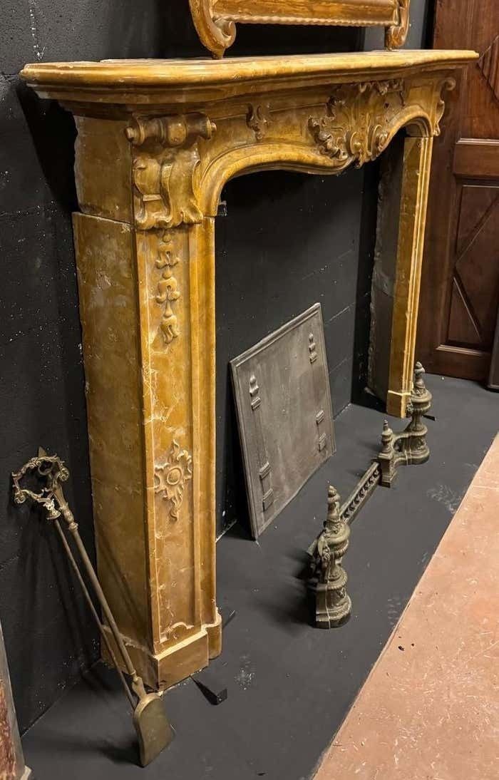 Siena Yellow Marble Fireplace Frame, Carved, Italy photo Home Fixtures
