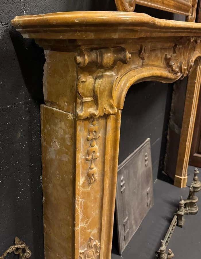 photo furniture Siena Yellow Marble Fireplace Frame, Carved, Italy