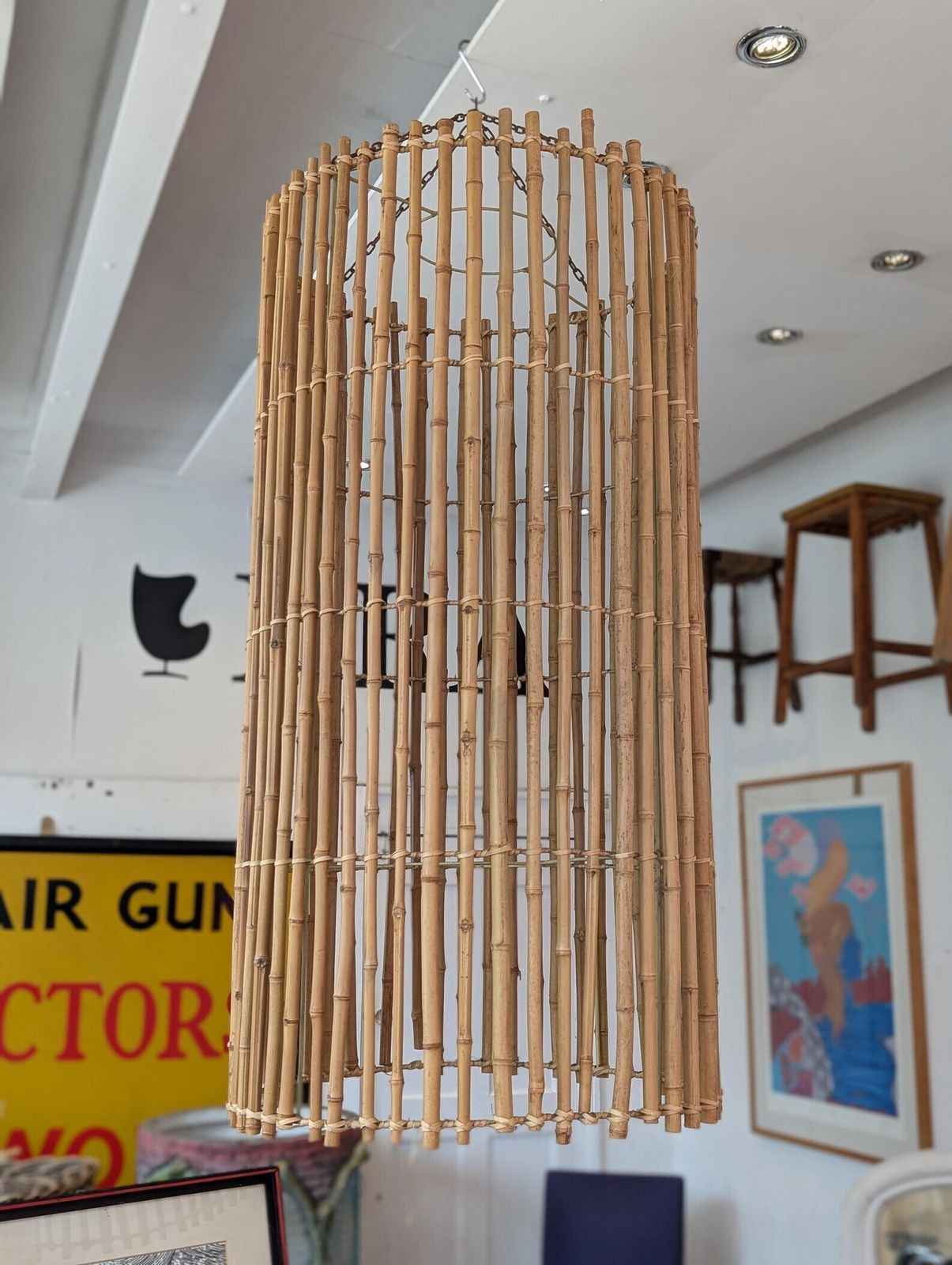 Large 1960s Italian Bamboo Ceiling Light Shade.