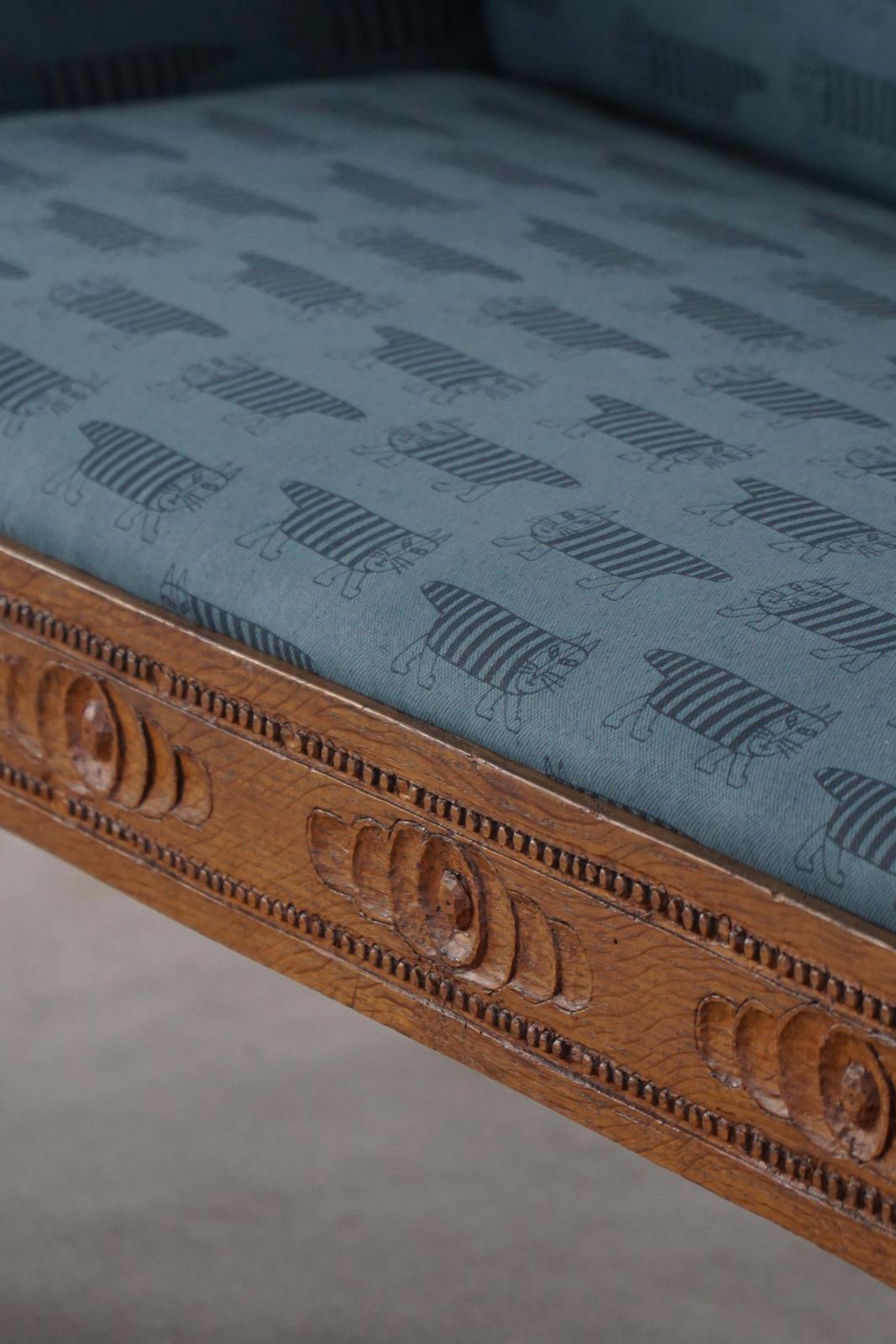 photo buy Danish Art Nouveau, Chaise Lounge In Oak & Lisa Larson “Mikey” Upholstery, 1920s