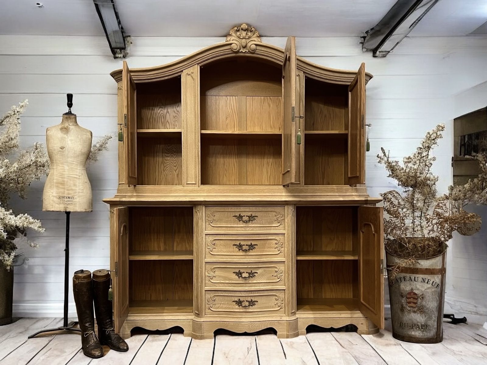 Large Antique Oak French Dresser Housekeepers Cupboard photo 2500.0
