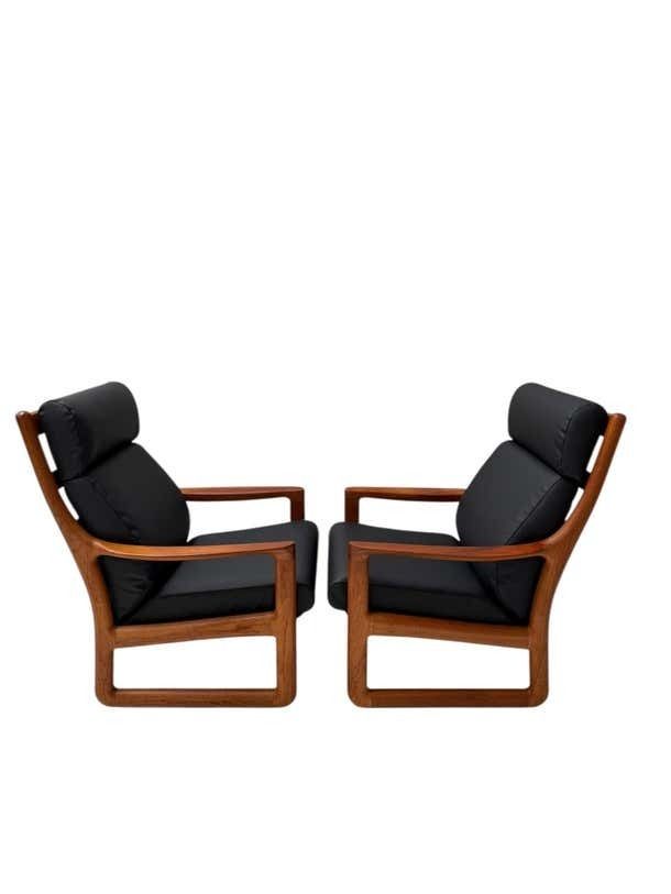 Mid Century Modern Chairs And Hocker By Johannes Andersen For Silkeborg, 1960s photo for sale
