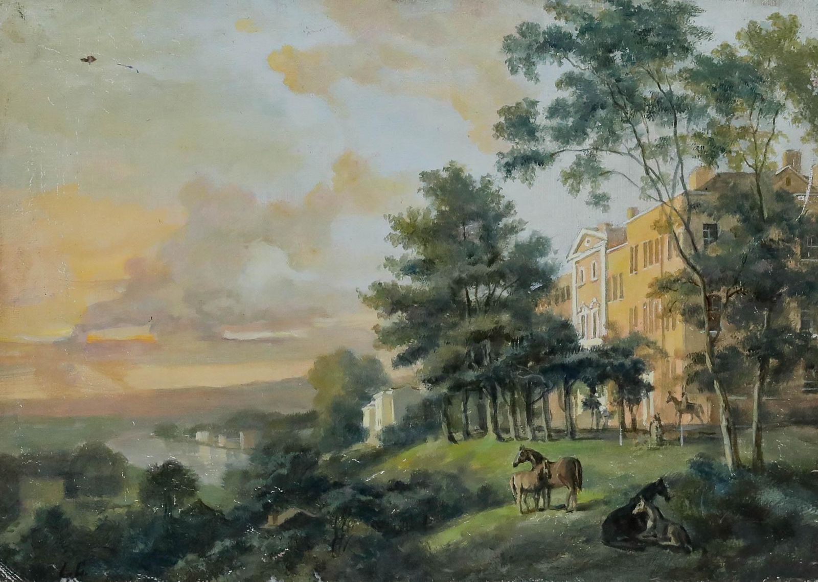 After George Barret Sr.   19th Century Oil, View From The Terrace, Richmond Hill photo furniture