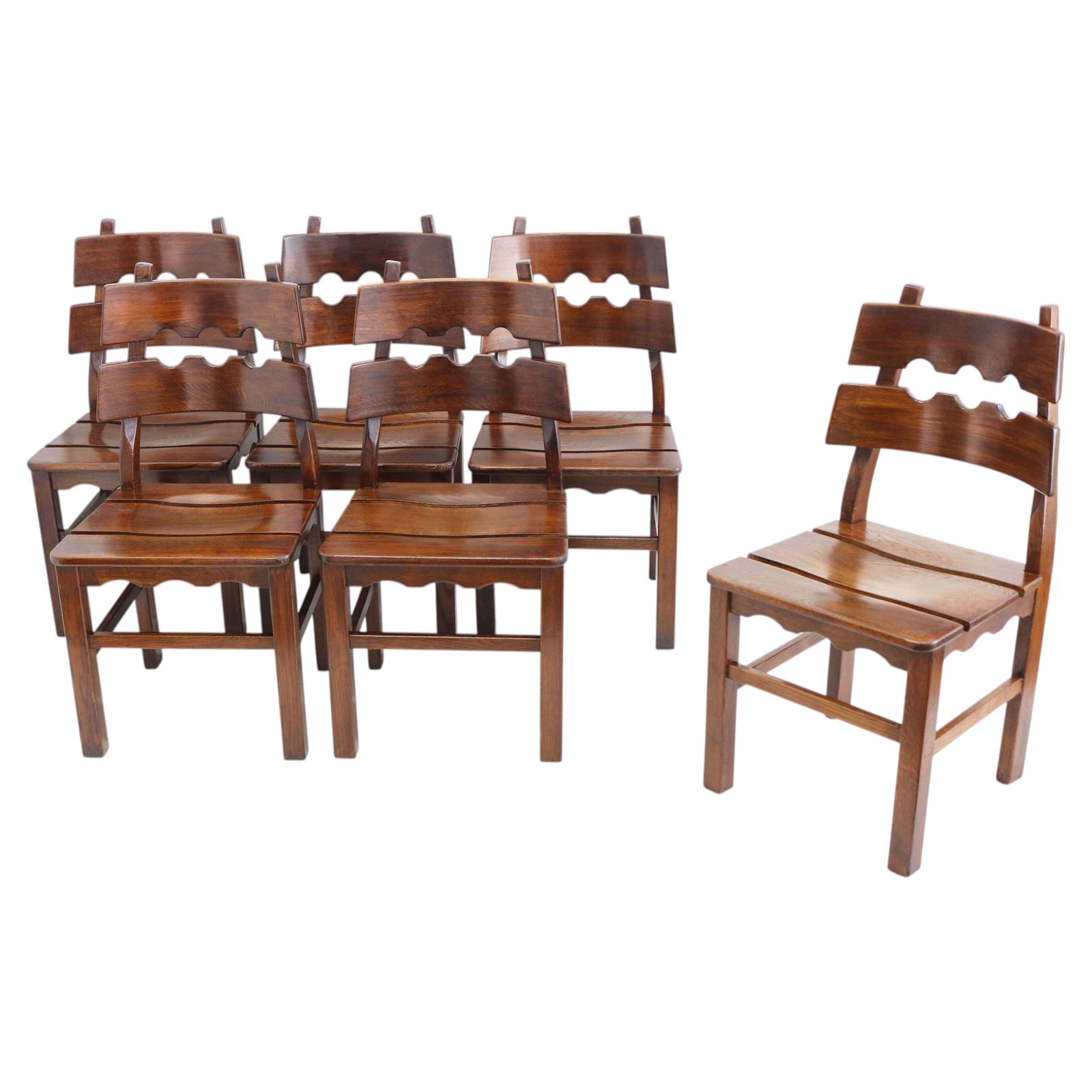Set Of 6 Rare Early Razor Back Brutalist Chairs By Henning Kjaernulf Razor Blade