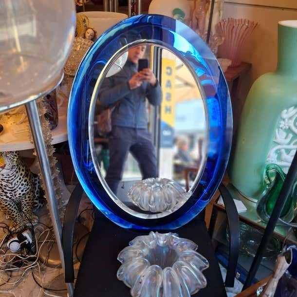 Cristal Art Mirror Glass Crome Wood 1960 photo Home Decor