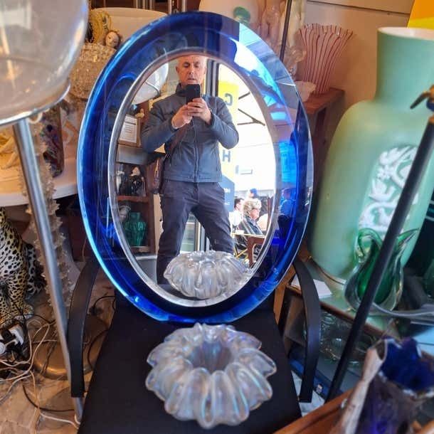 Cristal Art Mirror Glass Crome Wood 1960 photo vinterior