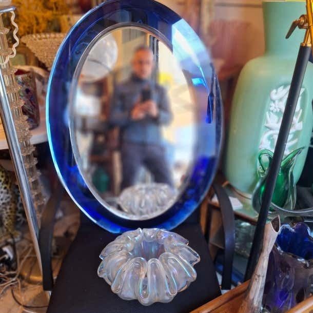 Cristal Art Mirror Glass Crome Wood 1960 photo buy