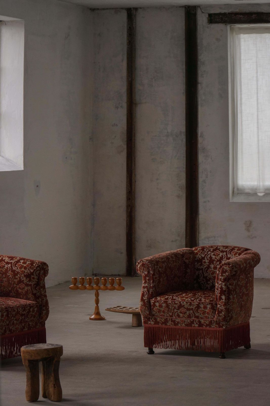 Pair Of Danish Modern Vintage Lounge / Club Chairs In Floral Upholstery, 1940s photo buy