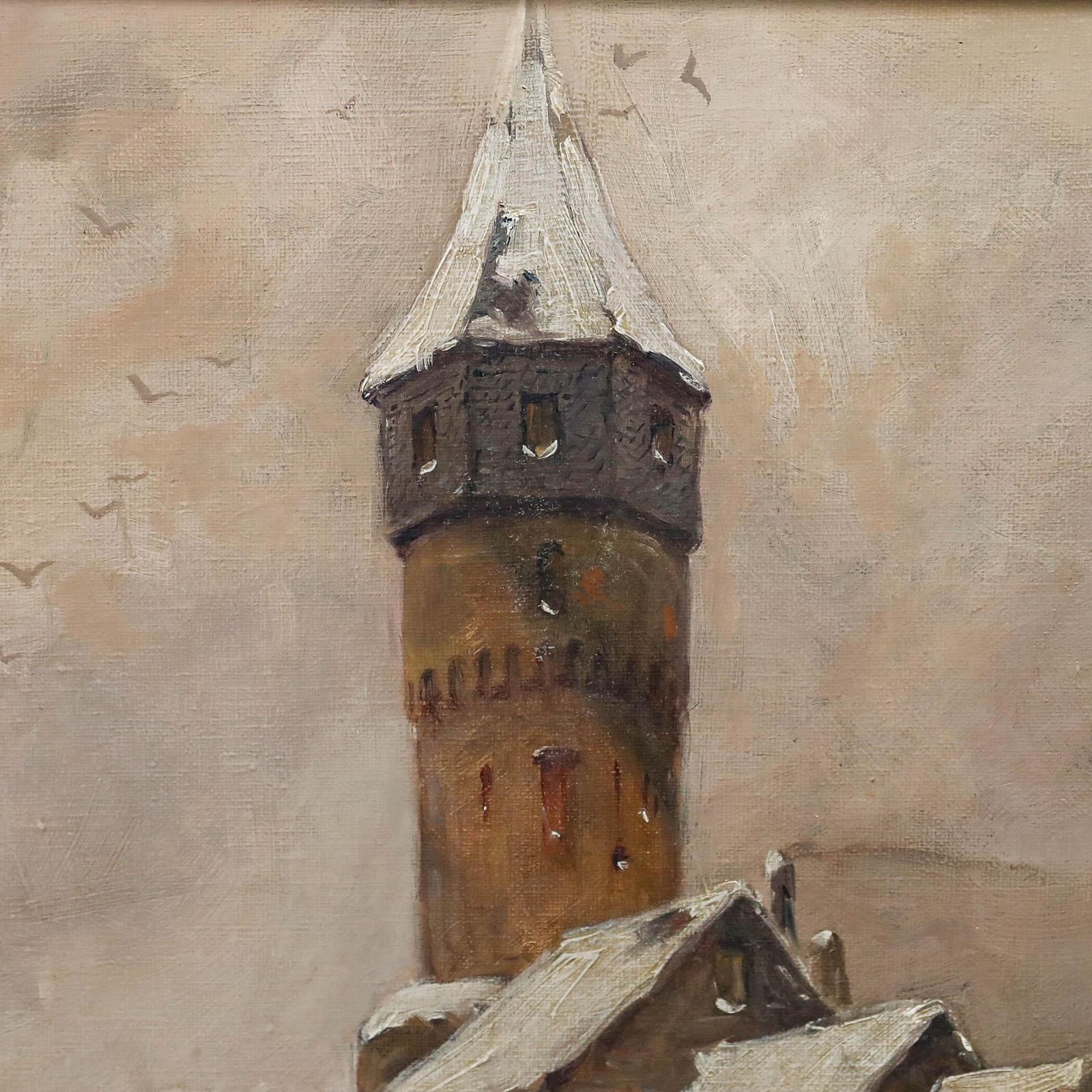 Reinhold Werner (1864  1939)   Framed Oil, Leaving Friedberger Warte photo Art