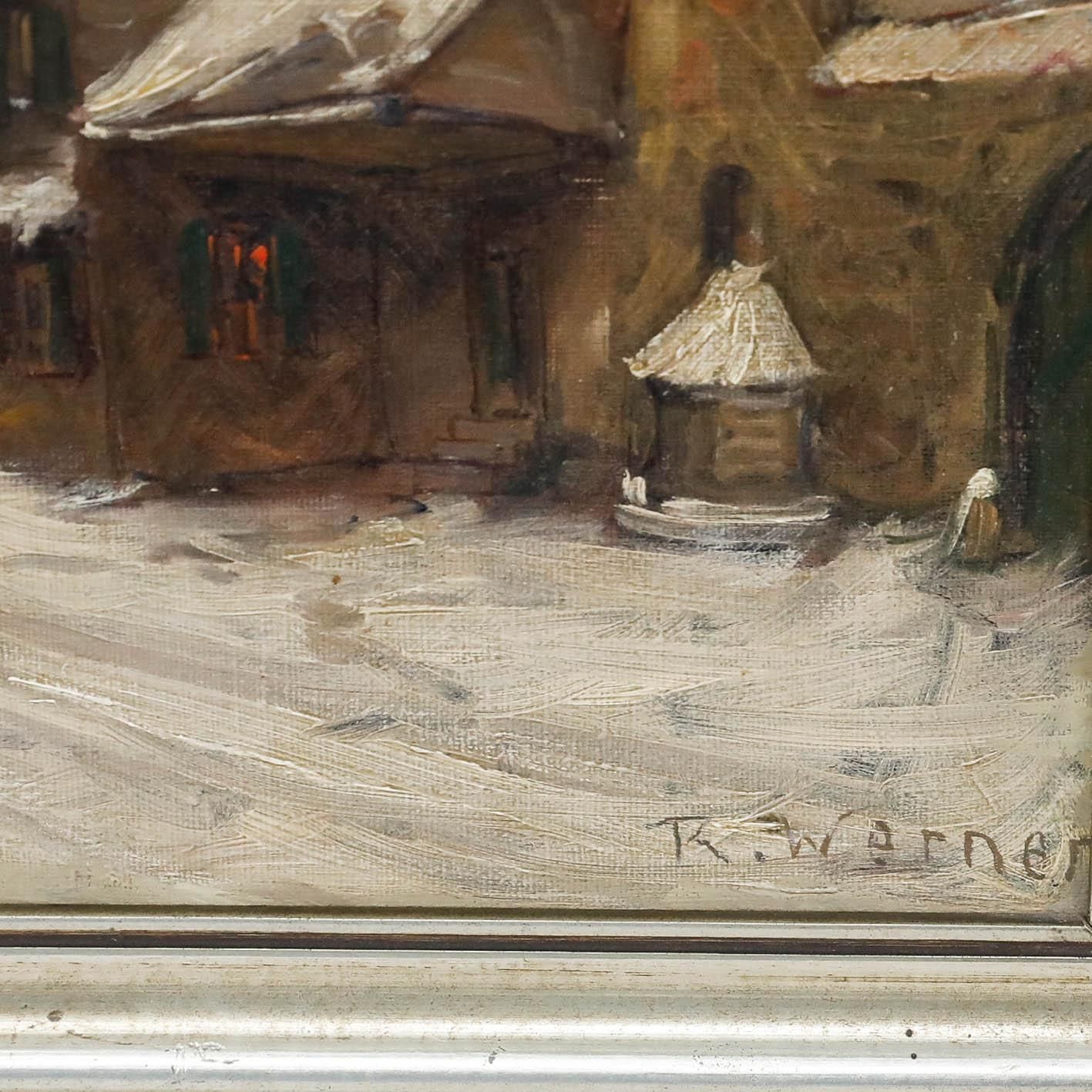 Reinhold Werner (1864  1939)   Framed Oil, Leaving Friedberger Warte photo vinterior