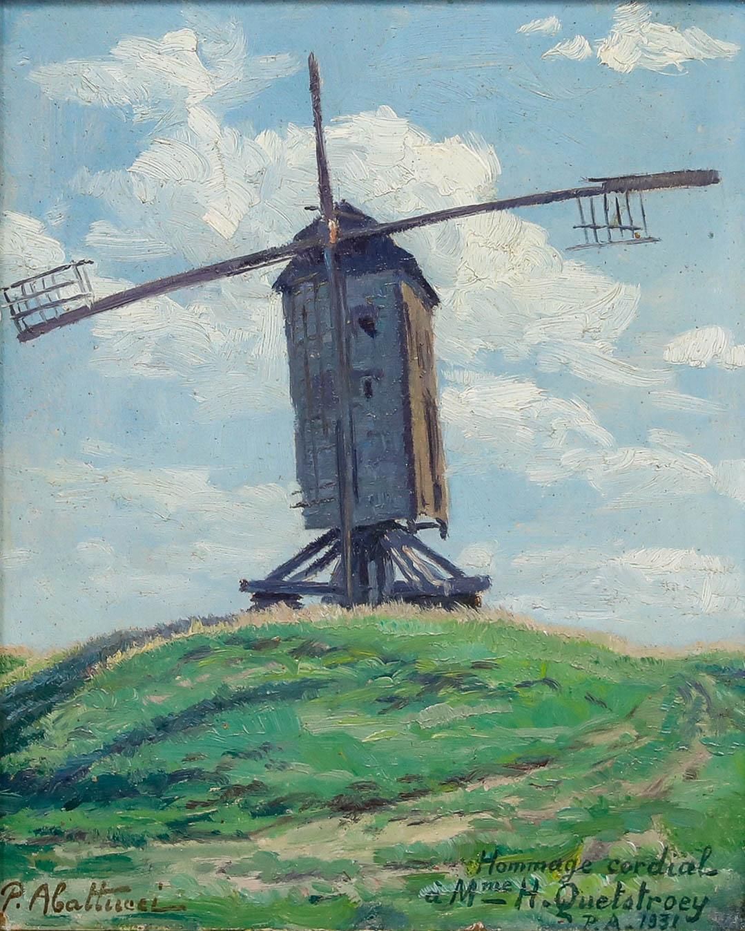 Pierre Abattucci (1871 1942)   Framed Mid 20th Century Oil, Mill On The Hill photo furniture
