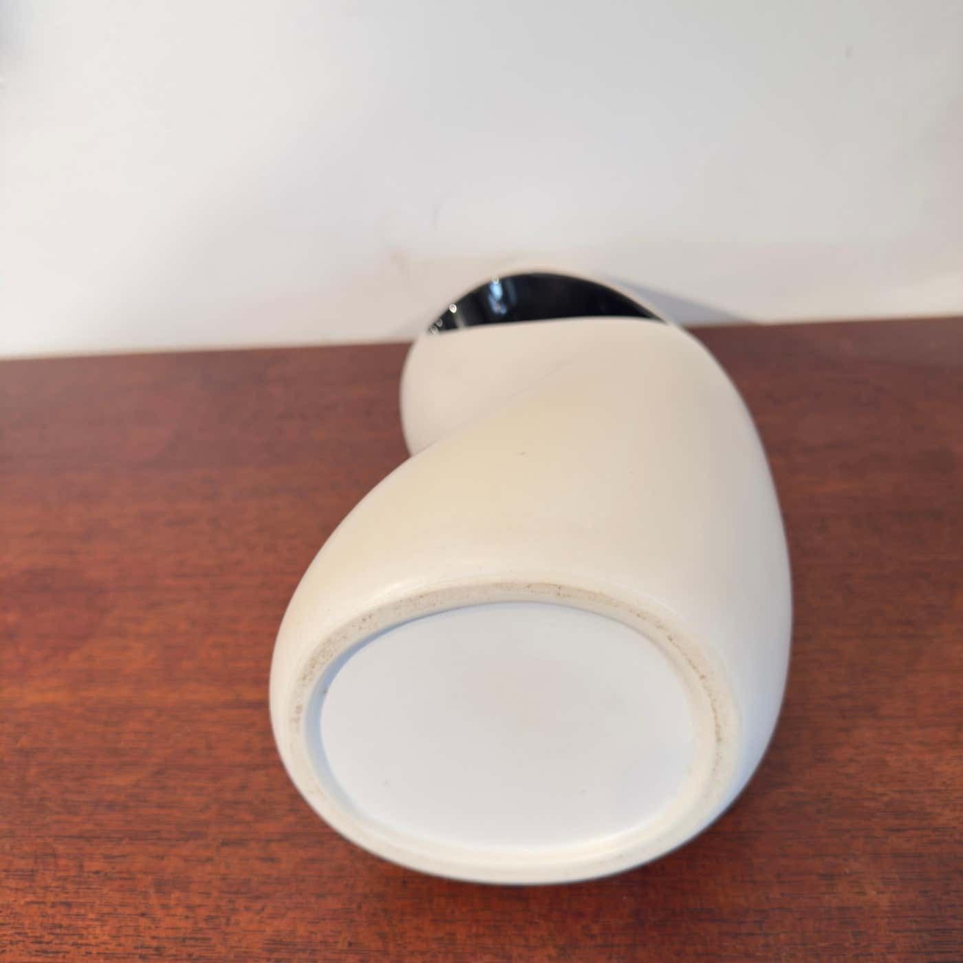 1980s White And Black Ceramic Vase With Organic Abstract Design By Fos Italy photo buy