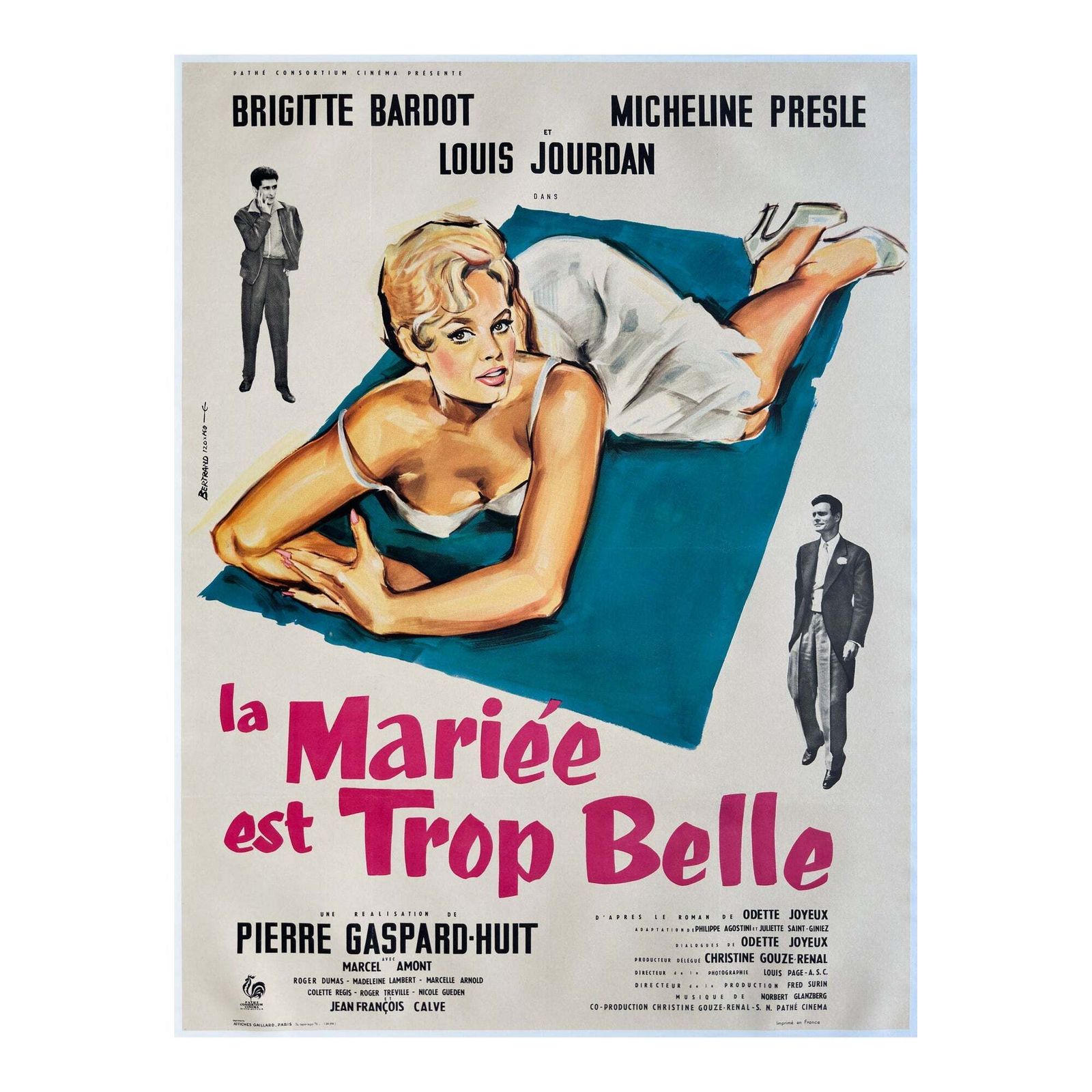 The Bride Is Much Too Beautiful 1956 French Grande Film Poster, Andre Bertrand