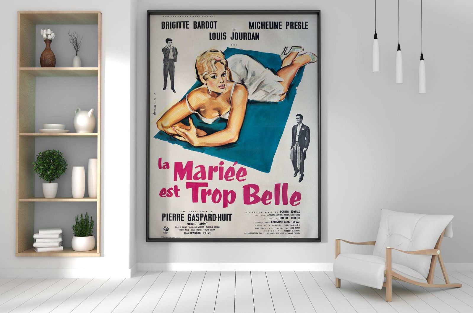 The Bride Is Much Too Beautiful 1956 French Grande Film Poster, Andre Bertrand photo furniture