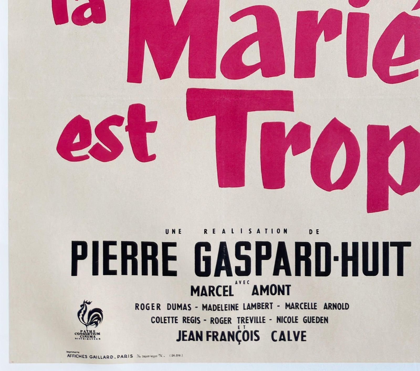 The Bride Is Much Too Beautiful 1956 French Grande Film Poster, Andre Bertrand photo buy