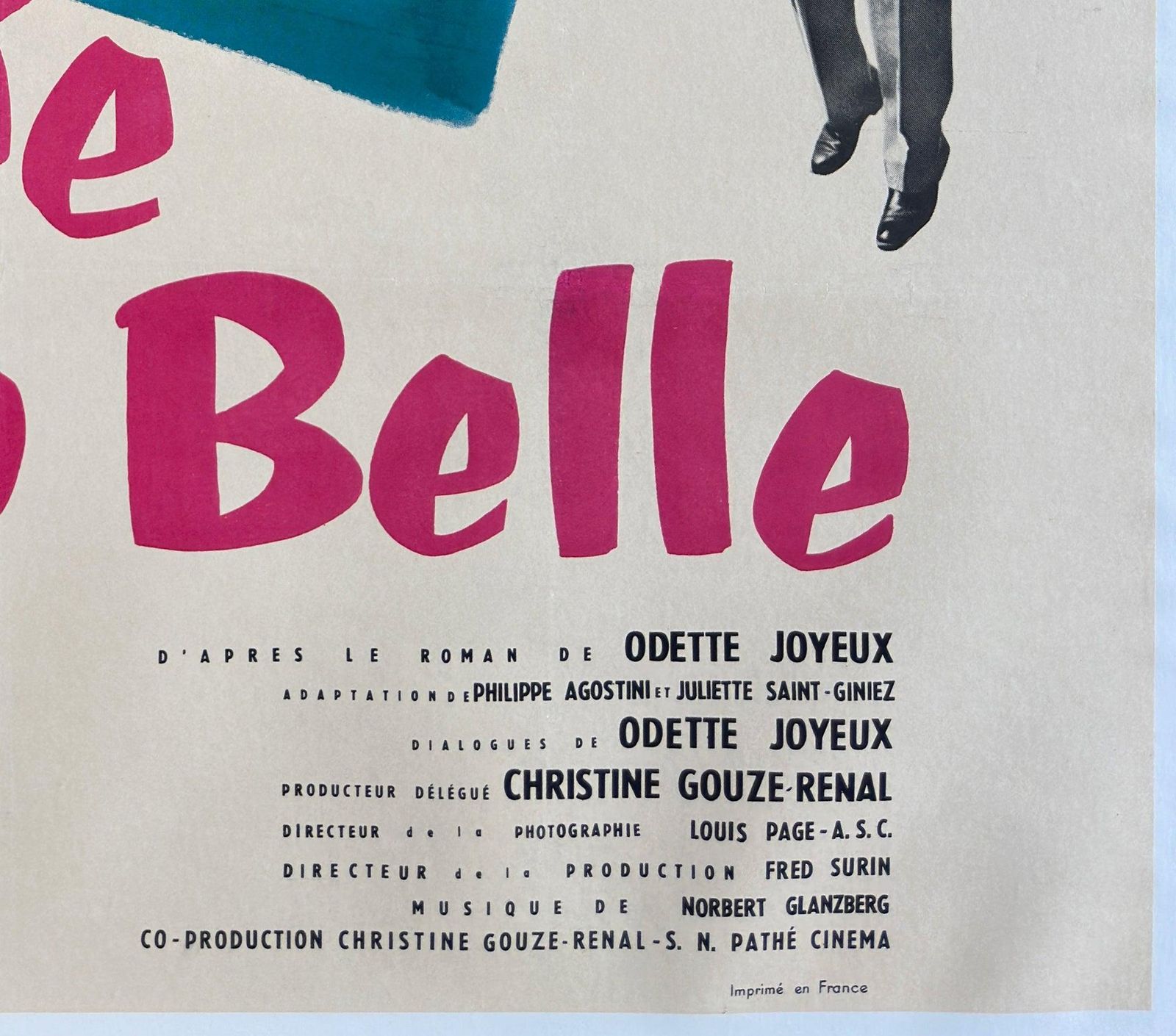 The Bride Is Much Too Beautiful 1956 French Grande Film Poster, Andre Bertrand photo vintage