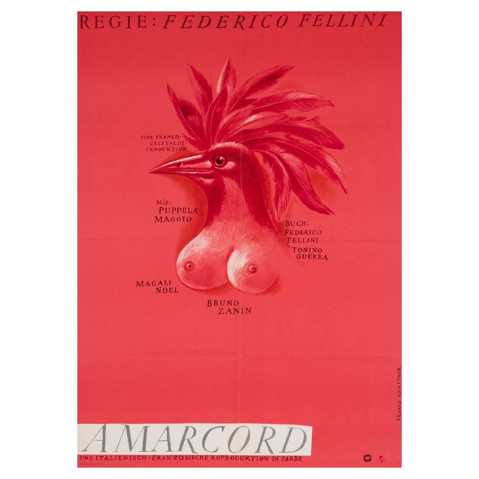 Amarcord 1976 East German A1 Style B Film Poster, Erhard Gruttner