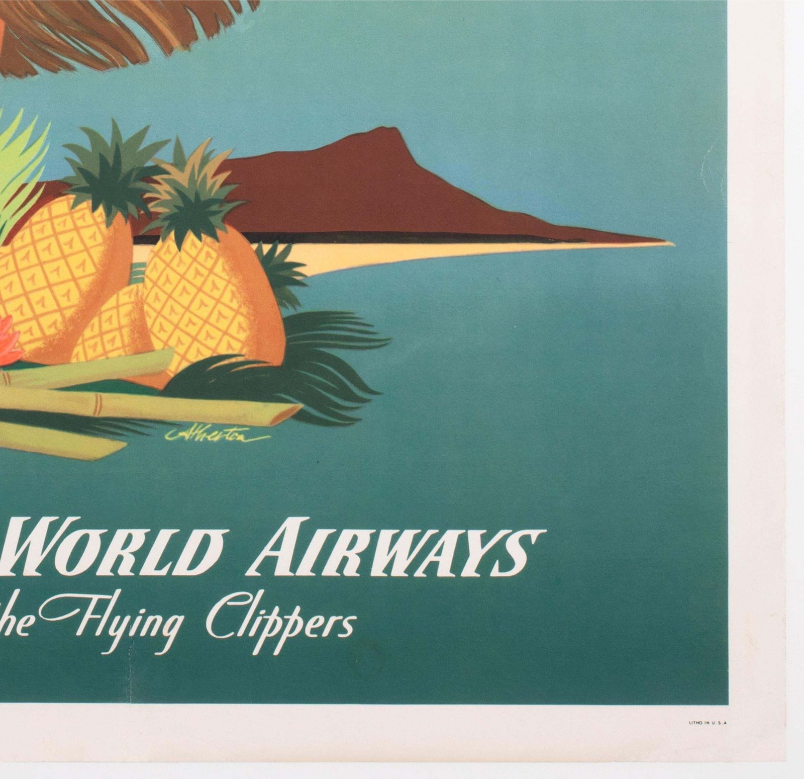 Hawaii By Clipper 1948 Pan American Airline Travel Poster, John Atherton photo vintage