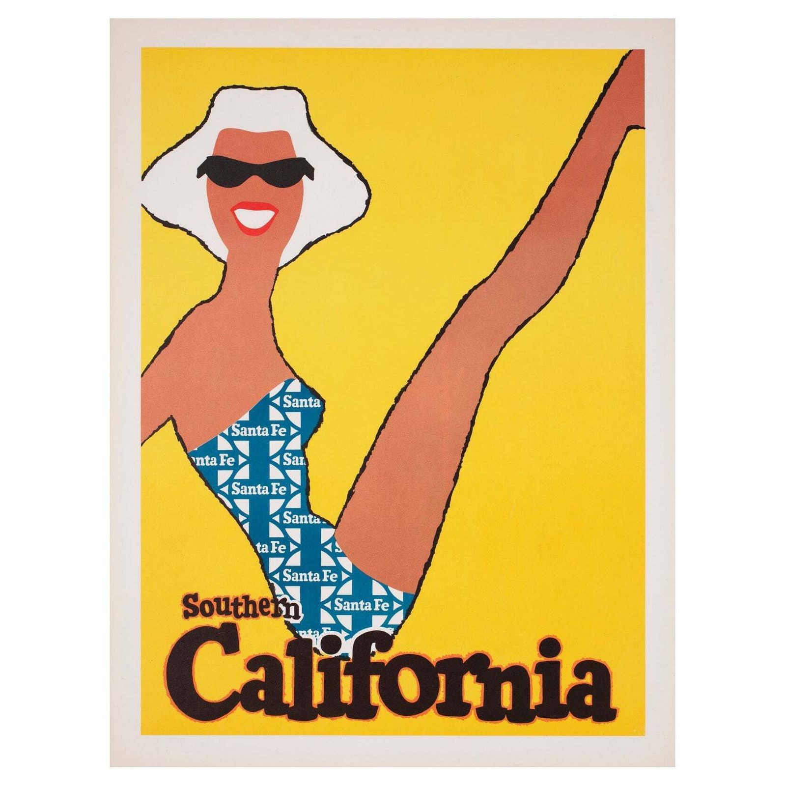 Southern California C1950s Santa Fe Railway Travel Poster