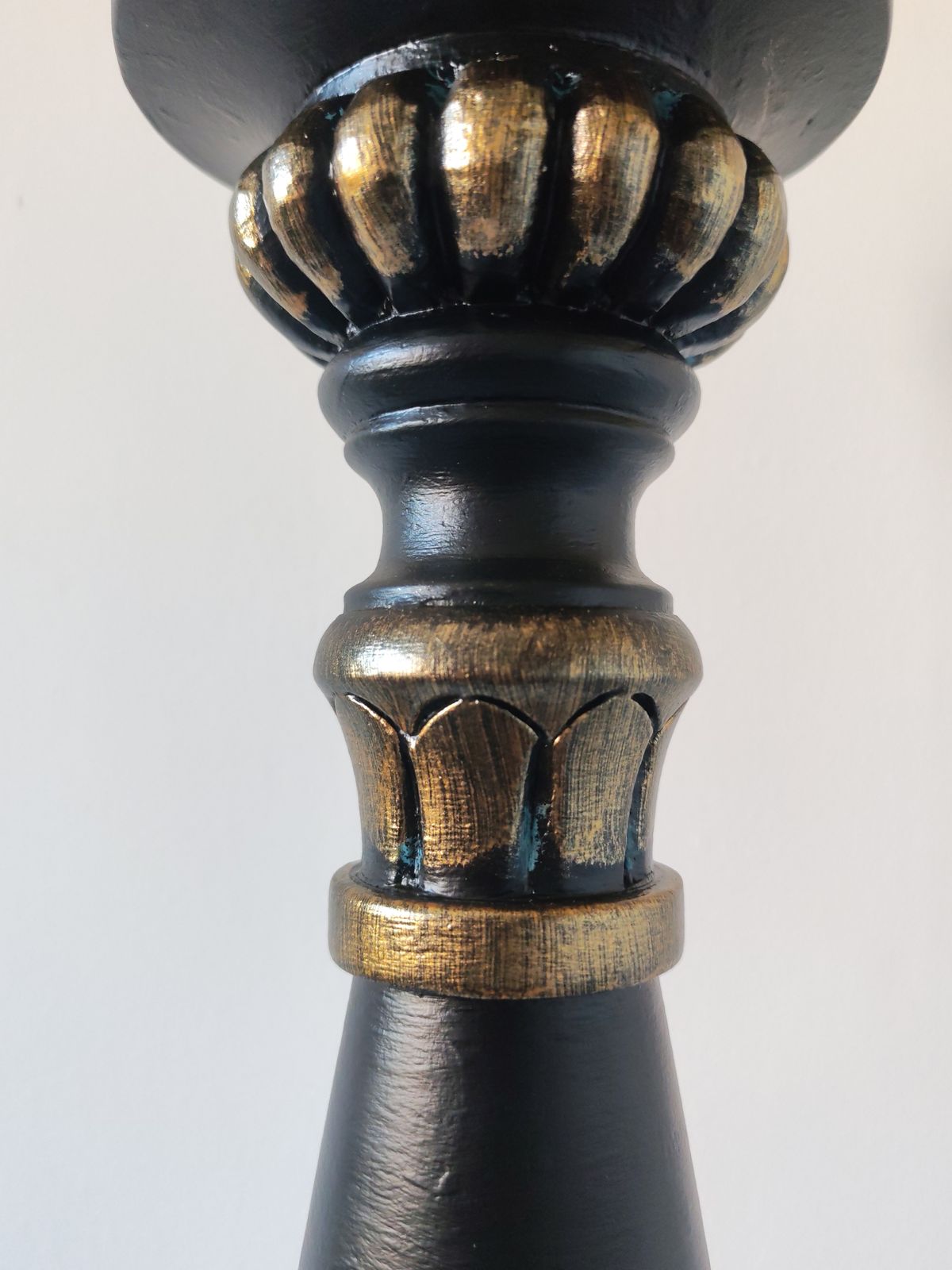 photo for sale Tall 85cm Ornate Solid Wood Floor Candle Holder, Copper & Verdigris Patina, Upcycled