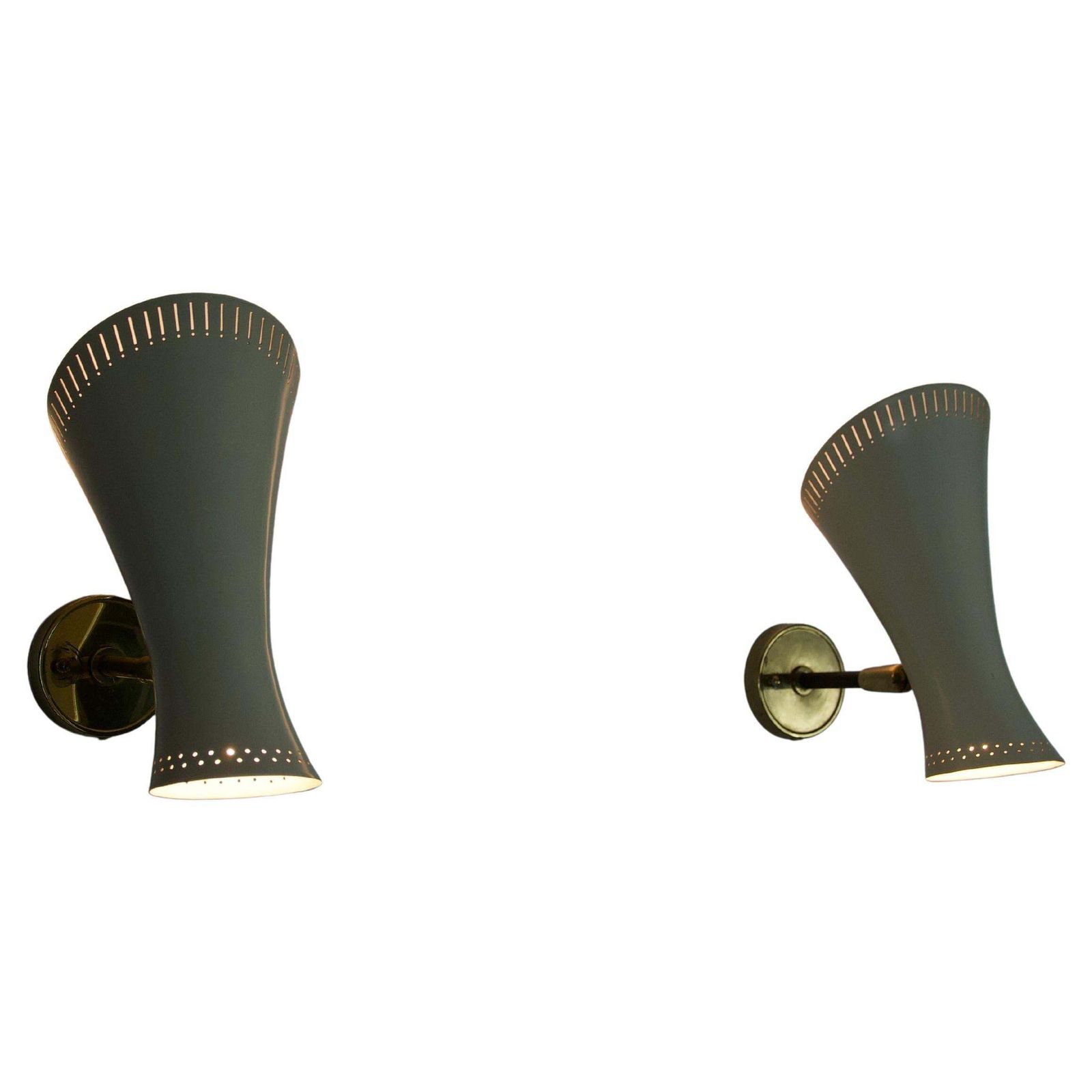 Pair Of Mid Century Modern Brass Diabolo Wall Lamps, Germany, 1950s