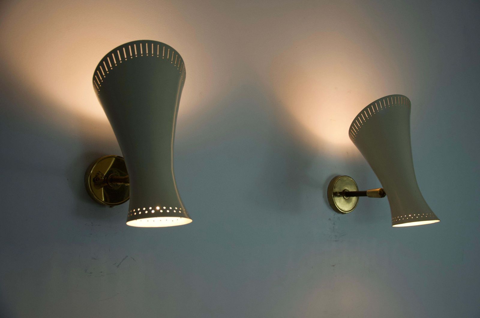 photo furniture Pair Of Mid Century Modern Brass Diabolo Wall Lamps, Germany, 1950s