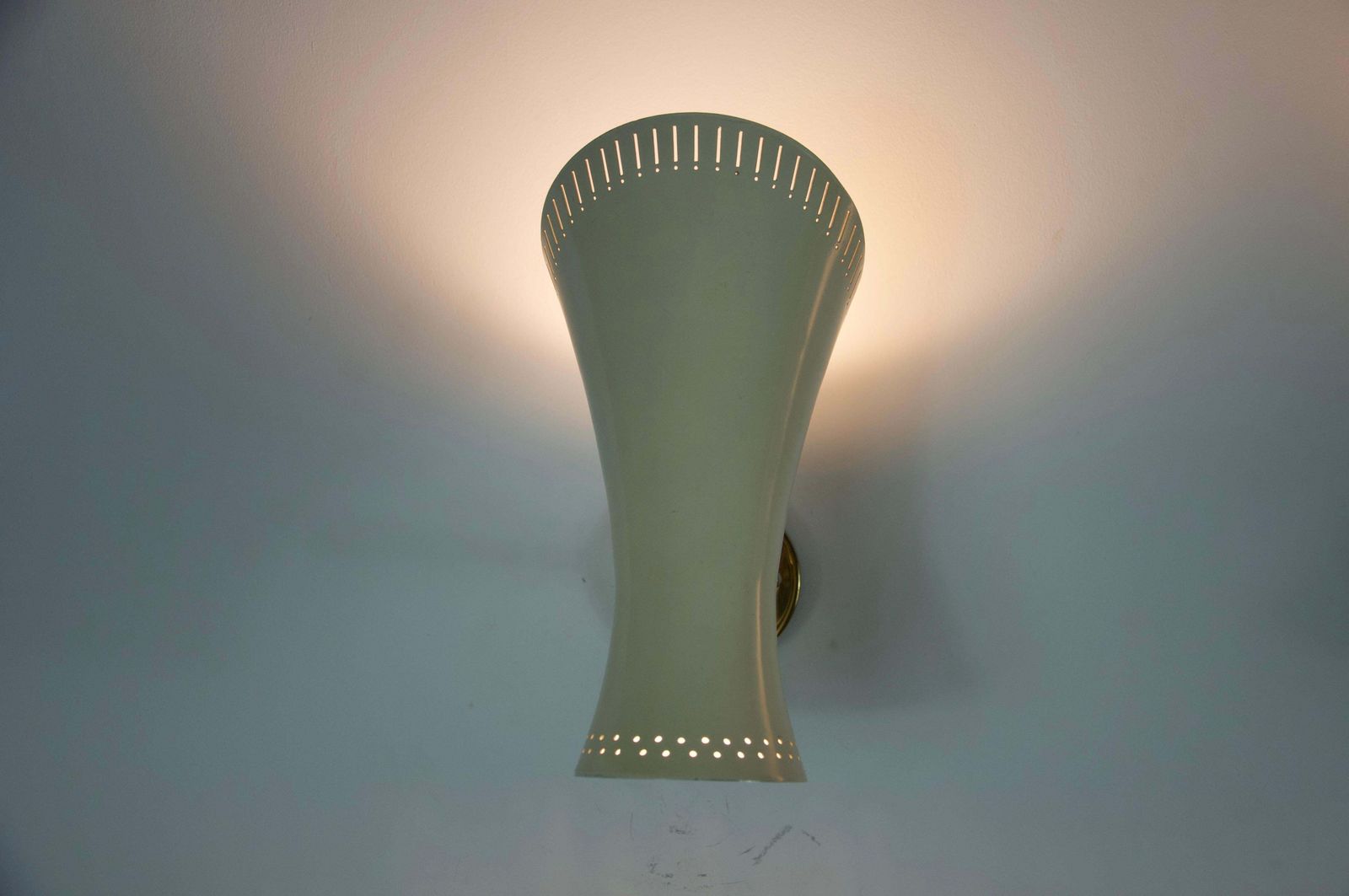 photo for sale Pair Of Mid Century Modern Brass Diabolo Wall Lamps, Germany, 1950s