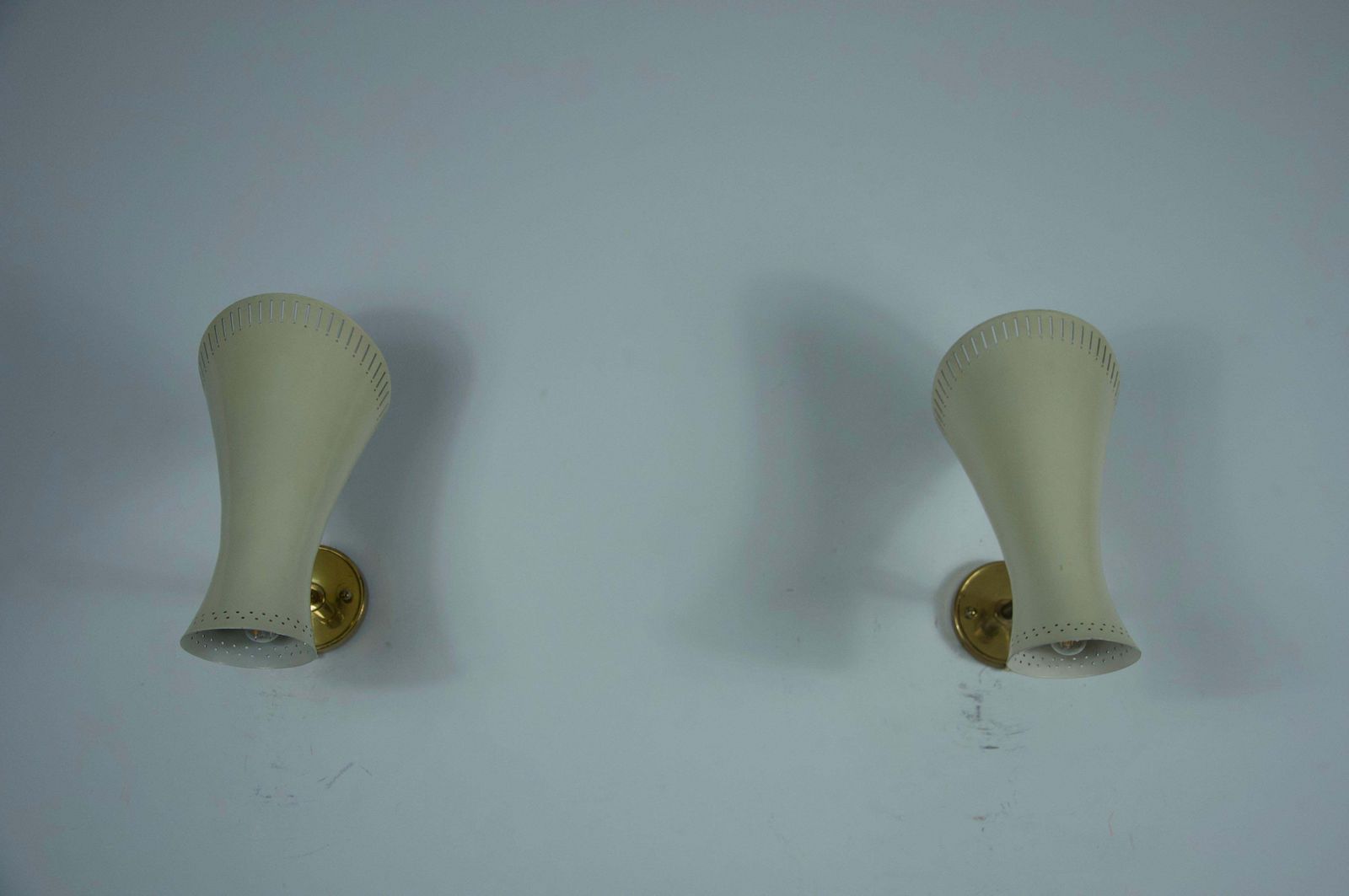 Lighting Pair Of Mid Century Modern Brass Diabolo Wall Lamps, Germany, 1950s photo
