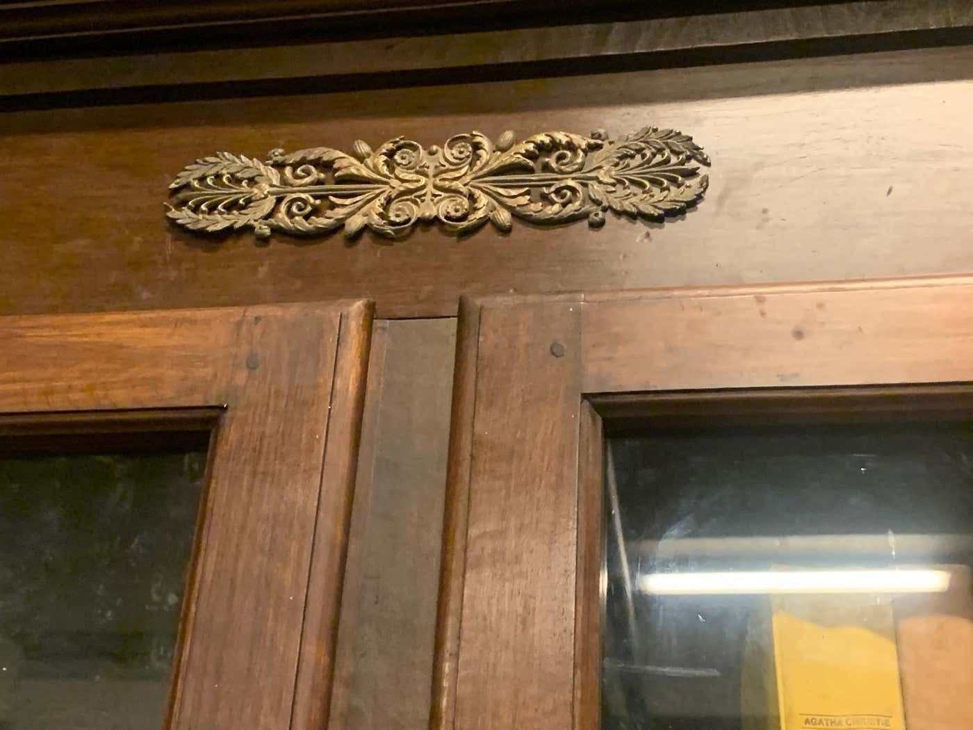 photo furniture No. 3 Elegant Walnut And Poplar Bookcases, Gilt Frieze, Italy