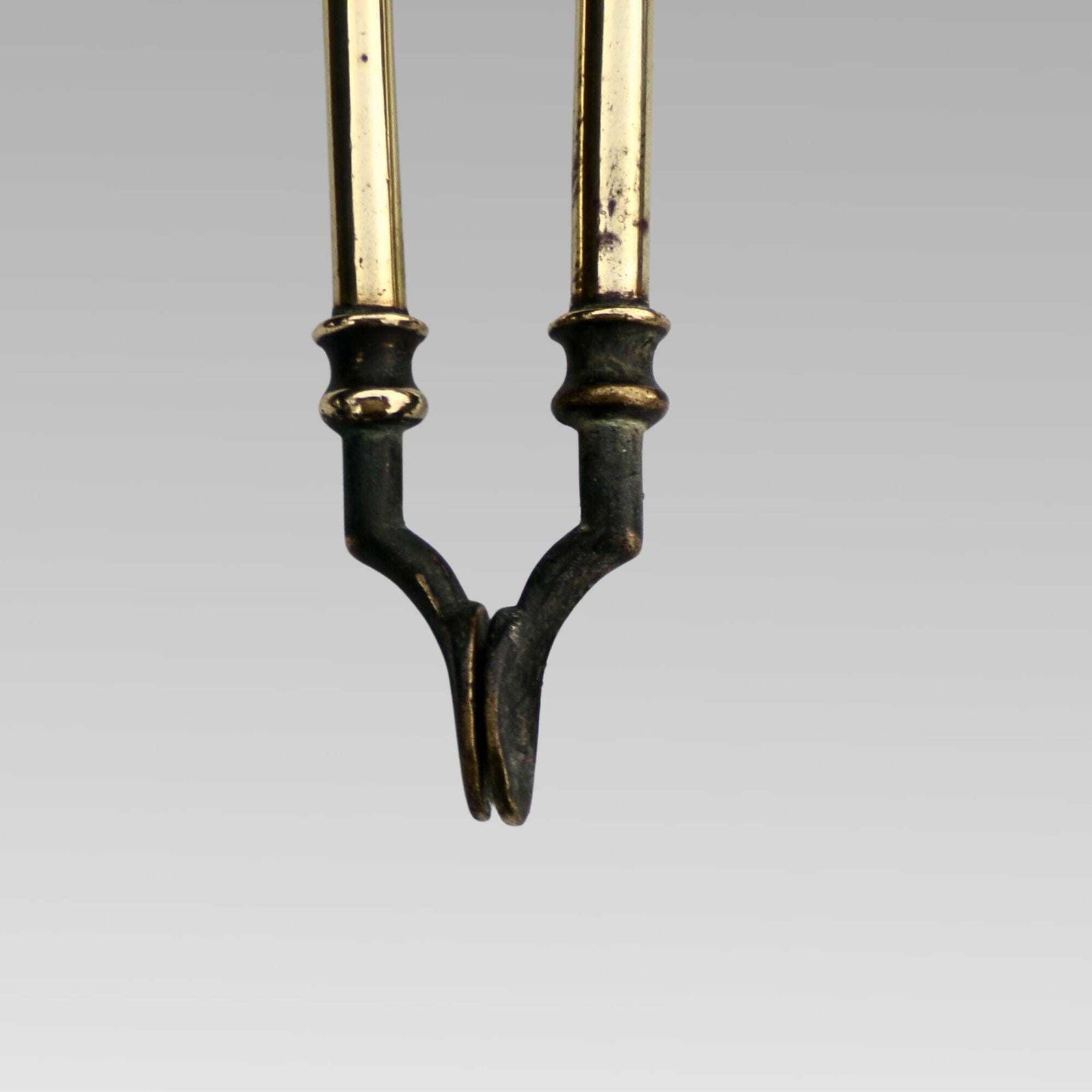 Fabulous Antique 19th Polished Brass 3 Piece Companion Set Fire Irons Tools photo vinterior