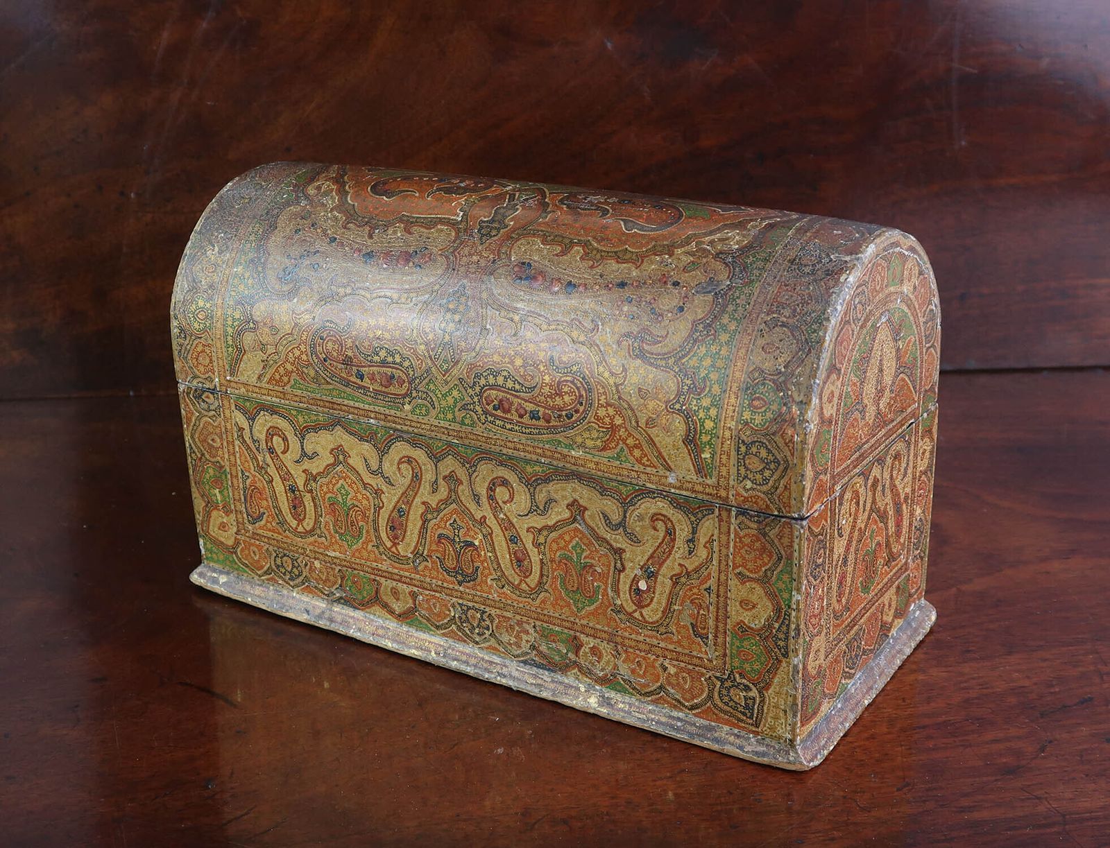 photo for sale Antique Kashmiri Dome Topped Stationary Box. Late 19th Century