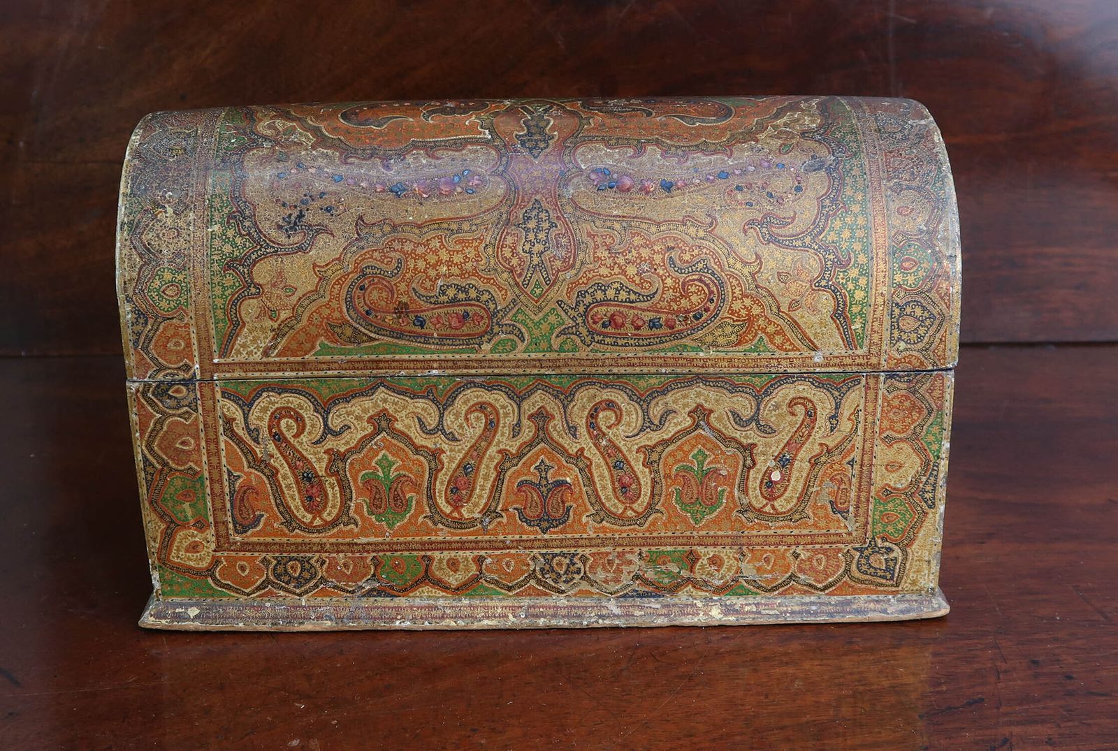 Home Decor Antique Kashmiri Dome Topped Stationary Box. Late 19th Century photo
