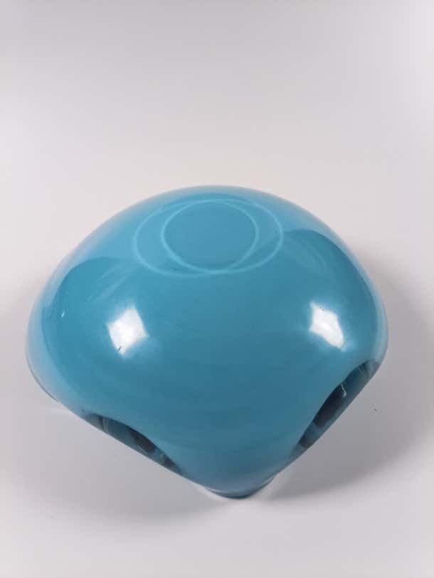 Murano Bullicante Glass Bowl By Alfredo Barbini, Pale Blue With Gold Polveri photo vintage